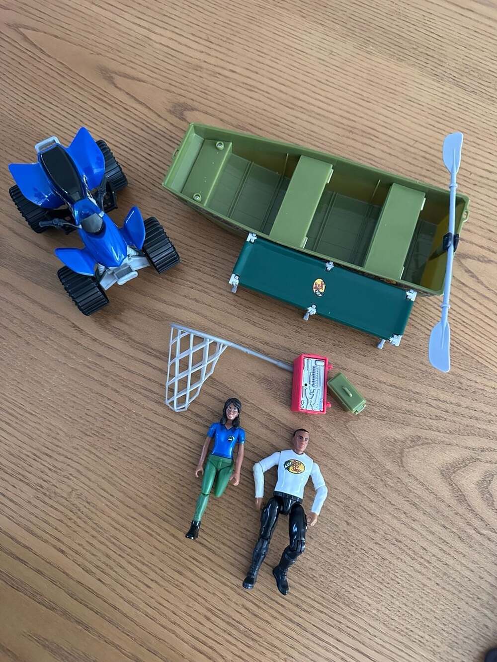 Bass Pro Shops Fishing Action Figure Set Boat Quad Net Cot Toys